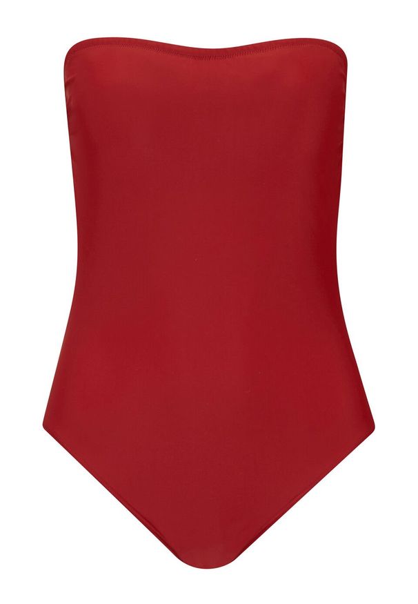 Kostium kąpielowy bandeau bonprix czerwono-brązowy. Kolor: czerwony