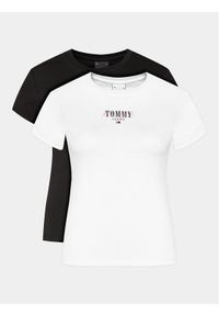 Tommy Jeans Komplet 2 t-shirtów Tjw 2 Pack Slim Essential Logo 1 DW0DW18142 Biały Slim Fit. Kolor: biały. Materiał: bawełna