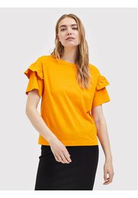 Selected Femme T-Shirt Rylie 16079837 Pomarańczowy Regular Fit. Kolor: pomarańczowy. Materiał: bawełna