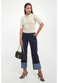 Liu Jo - Sweter polo damski z lureksu LIU JO. Typ kołnierza: polo