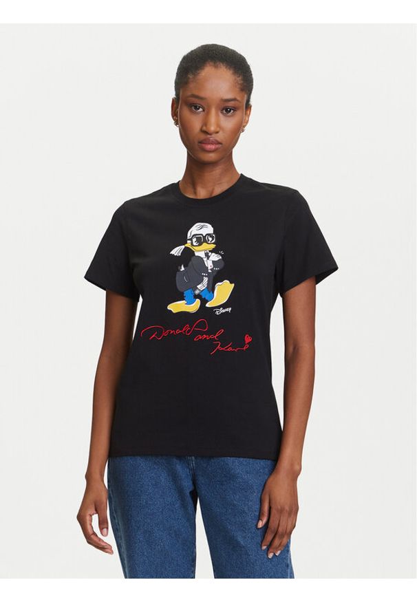 Karl Lagerfeld - KARL LAGERFELD T-Shirt A3W17090 Czarny Regular Fit. Typ kołnierza: dekolt w karo. Kolor: czarny. Materiał: bawełna