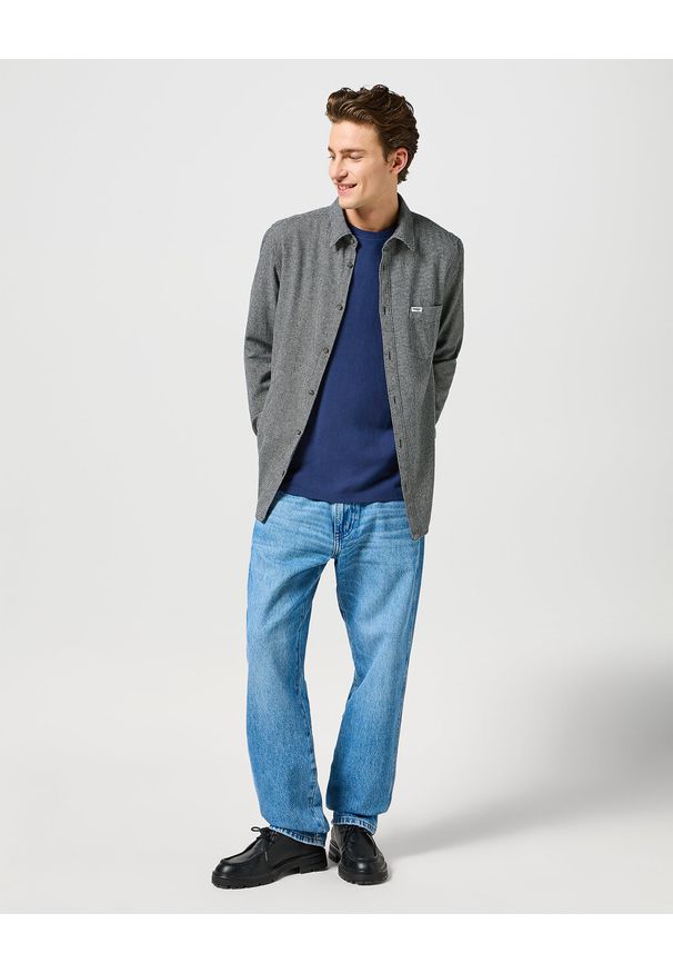 Wrangler - WRANGLER MESKA KOSZULA 1 PKT FLANNEL SHIRT GREY BLACK 112357253 W564008853