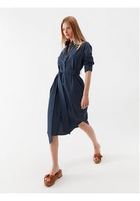 Simple Sukienka koszulowa SI23-SUD012 Granatowy Regular Fit. Kolor: niebieski. Materiał: bawełna. Typ sukienki: koszulowe #4