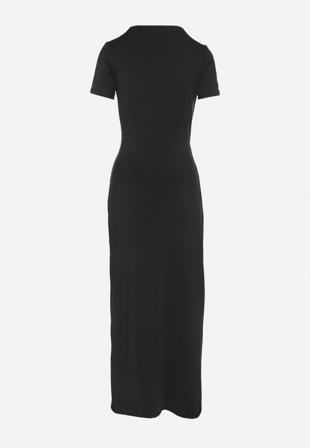 Born2be - Czarna Dopasowana Sukienka z Wiskozą o Kopertowym Kroju z Marszczeniem Talisia. Okazja: na co dzień. Typ kołnierza: dekolt w kształcie V. Kolor: czarny. Materiał: wiskoza. Długość rękawa: krótki rękaw. Typ sukienki: kopertowe. Styl: elegancki, casual