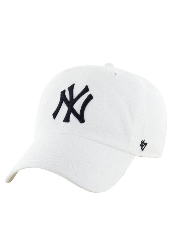 47 Brand - Czapka z daszkiem męska New York Yankees MLB Clean Up Cap. Kolor: biały. Materiał: bawełna