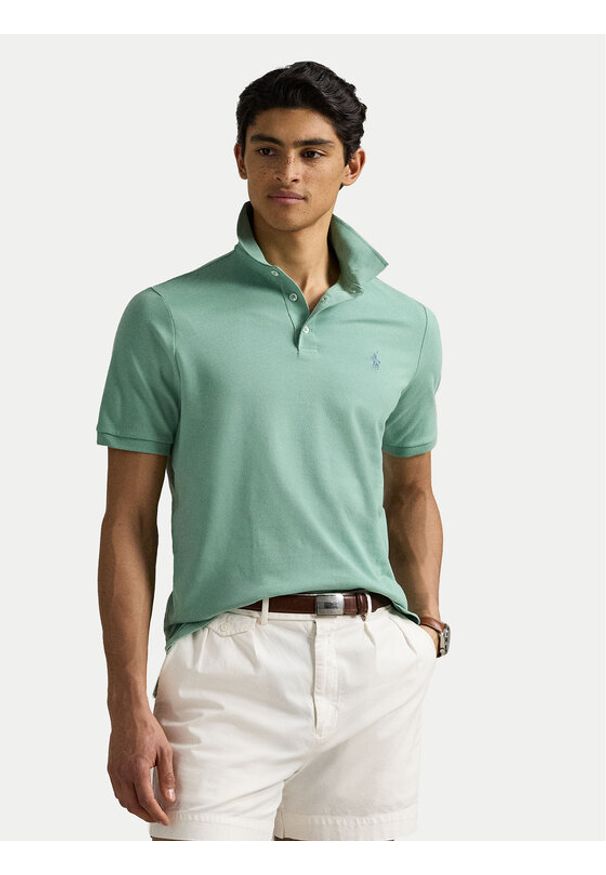 Polo Ralph Lauren Polo 710941439022 Zielony Custom Slim Fit. Typ kołnierza: polo. Kolor: zielony. Materiał: bawełna
