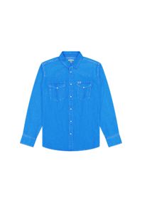 Wrangler - MĘSKA KOSZULA JEANSOWA WESTERN SHIRT MID STONE 112357215 W5B4014179. Materiał: jeans #6