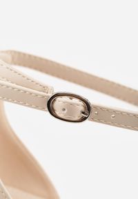 Renee - Beżowe Sandały na Szpilce z Wyciętą Cholewką Metiotai. Zapięcie: sprzączka. Kolor: beżowy. Wzór: kwiaty. Obcas: na szpilce. Styl: elegancki #7