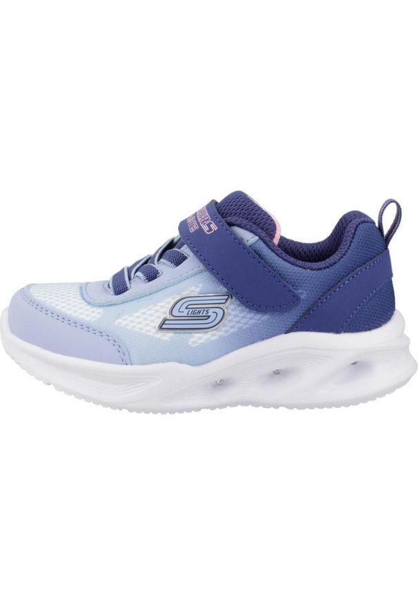 skechers - Buty do chodzenia niemowlęce Skechers Sola Glow. Kolor: niebieski. Materiał: syntetyk, tkanina. Model: Skechers Sport. Sport: turystyka piesza