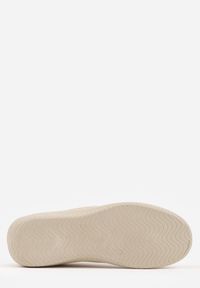 Renee - Beżowe Sneakersy z Geometrycznym Wzorem Elrineth. Kolor: beżowy. Materiał: prążkowany, jeans. Wzór: geometria #6