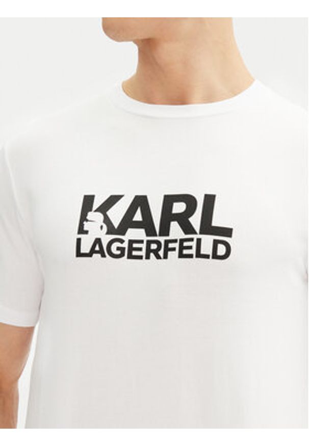 Karl Lagerfeld - KARL LAGERFELD T-Shirt 755087 552235 Biały Regular Fit. Typ kołnierza: dekolt w karo. Kolor: biały. Materiał: bawełna
