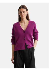 Marc O'Polo Kardigan 506 6059 61069 Fioletowy Relaxed Fit. Typ kołnierza: polo. Kolor: fioletowy. Materiał: bawełna