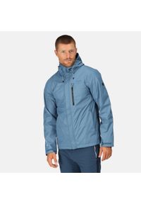 Regatta - Męska kurtka trekkingowa przeciwdeszczowa z membraną Baslow. Kolor: niebieski. Sport: turystyka piesza #1