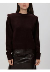 Reserved - Sweter z poduszkami na ramionach - brązowy. Kolor: brązowy. Materiał: wełna, dzianina #1