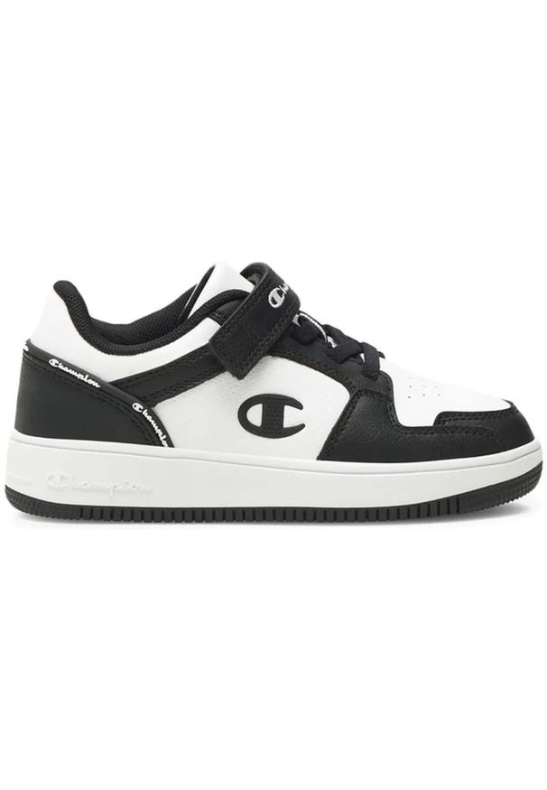 Champion - Buty na co dzień dziecięce CHAMPION REBOUND LOW na rzepy. Okazja: na co dzień. Zapięcie: rzepy. Kolor: czarny. Materiał: materiał, syntetyk, tkanina