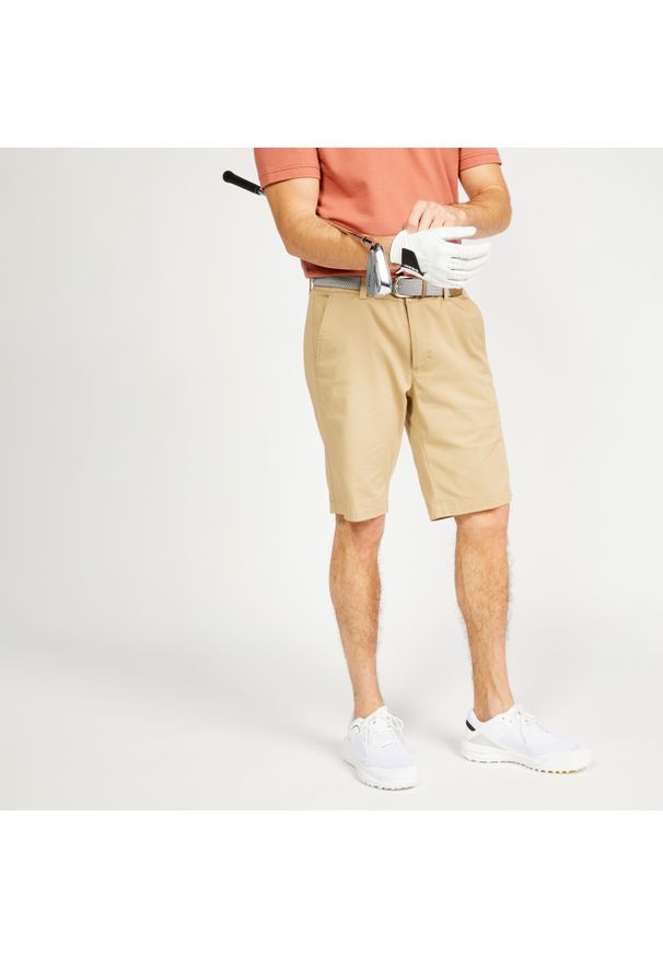 INESIS - Spodenki do golfa męskie Inesis MW500. Kolor: beżowy. Materiał: materiał, poliester, elastan, bawełna. Sport: golf