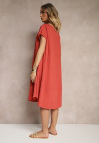 Renee - Czerwona Sukienka z Wiskozy o Rozkloszowanym Kroju Irisena. Okazja: na co dzień. Kolor: czerwony. Materiał: wiskoza. Typ sukienki: proste. Styl: elegancki, casual