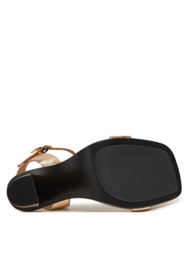 TOMMY HILFIGER - Tommy Hilfiger Sandały High Heel Golden Leather Sandal FW0FW08674 Złoty. Kolor: złoty. Materiał: skóra