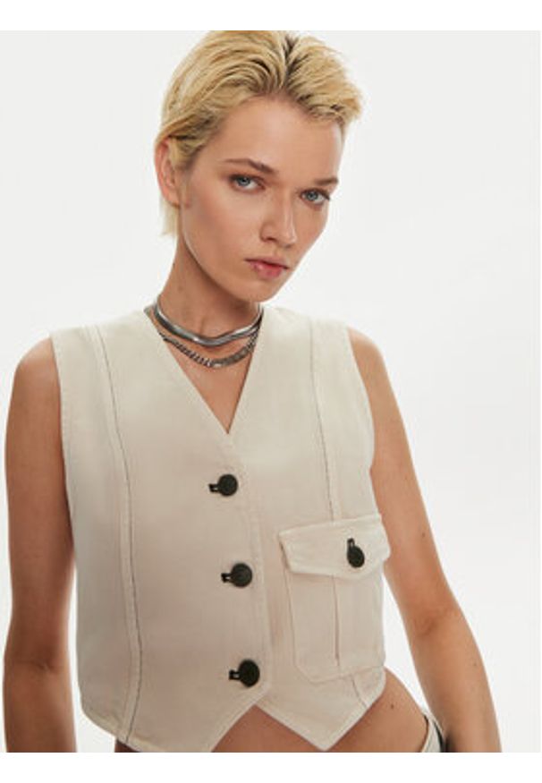 Miss Sixty Kamizelka 6L3WJ4620000 Écru Regular Fit. Materiał: bawełna