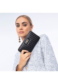 Wittchen - Damski portfel ze skórzanej plecionki duży czarny. Kolor: czarny. Materiał: skóra. Wzór: aplikacja #4