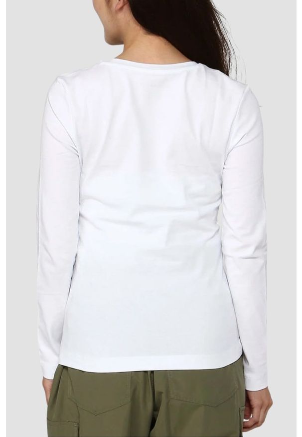 Guess - GUESS Biały damski longsleeve Embro Script, Rozmiar XL. Kolor: biały. Długość rękawa: długi rękaw