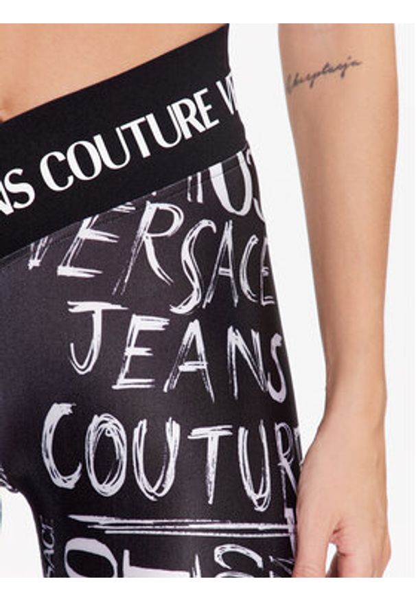 Versace Jeans Couture Legginsy 74HAC113 Czarny Regular Fit. Kolor: czarny. Materiał: syntetyk