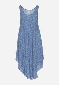 Born2be - Niebieska Rozkloszowana Sukienka z Bawełny w Abstrakcyjny Wzór Ronive. Okazja: na co dzień. Kolor: niebieski. Materiał: bawełna. Typ sukienki: rozkloszowane. Styl: casual, elegancki #6