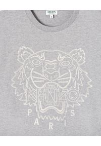 Kenzo - KENZO - Szary t-shirt z tygrysem. Okazja: na co dzień. Kolor: szary. Materiał: jeans, bawełna. Wzór: aplikacja, paski, haft. Styl: casual, sportowy #3