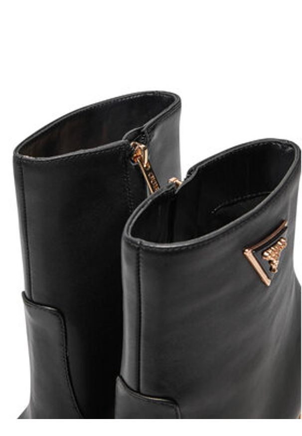 Guess Botki Caitte FLDCAT LEA10 Czarny. Kolor: czarny. Materiał: skóra