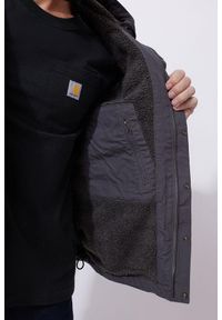 Kurtka turystyczna męska Carhartt Washed Duck Sherpa Utility ocieplana. Kolor: szary. Sport: turystyka piesza
