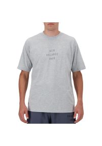 Koszulka New Balance MT41519AG - szara. Kolor: szary. Materiał: bawełna. Długość rękawa: krótki rękaw. Długość: krótkie #1