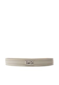 Calvin Klein Pasek na talię Re-Lock 4Cm Belt K60K610500 Beżowy. Kolor: beżowy. Materiał: skóra