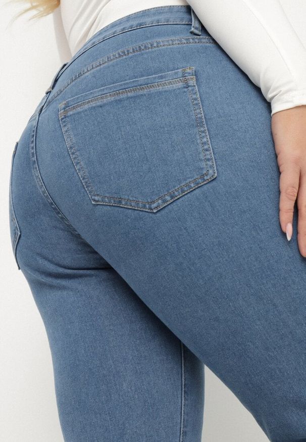 Born2be - Niebieskie Jeansy z Wysokim Stanem Regular z Bawełną Olsemi. Stan: podwyższony. Kolekcja: plus size. Kolor: niebieski
