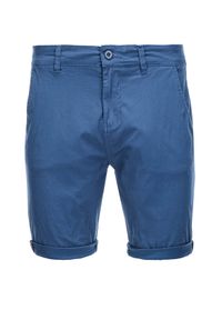 Ombre Clothing - Spodenki męskie chino - niebieskie V13 W243 - XL. Kolor: niebieski. Materiał: bawełna, elastan. Długość: krótkie. Sezon: lato
