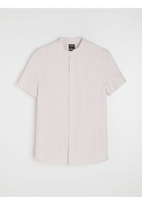 Sinsay - Bawełniana koszula w paski - beżowy. Kolor: beżowy. Materiał: bawełna. Wzór: paski #1