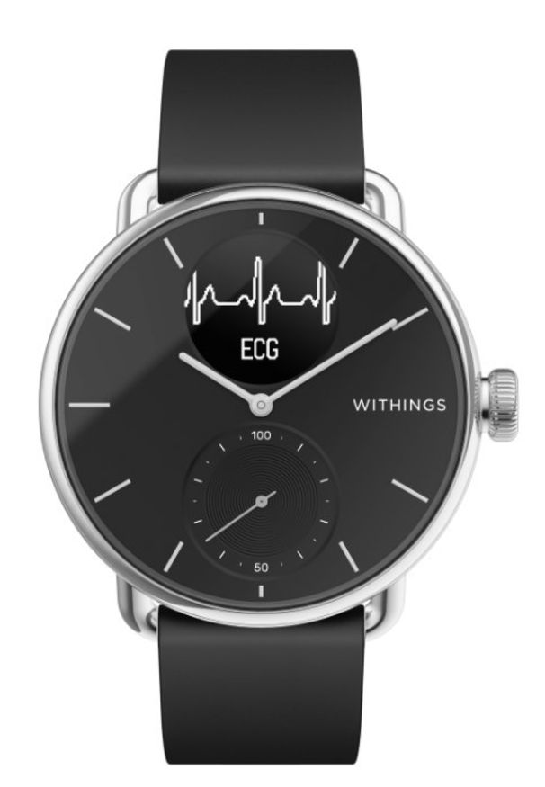 WITHINGS - Smartwatch Withings Scanwatch 38mm czarny. Rodzaj zegarka: smartwatch. Kolor: czarny. Materiał: koronka. Styl: klasyczny