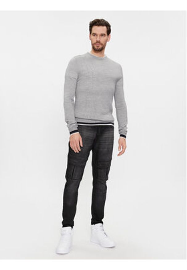 Brave Soul Sweter MK-248BERTRAM1 Szary Regular Fit. Kolor: szary. Materiał: wiskoza