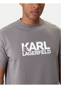 Karl Lagerfeld - KARL LAGERFELD T-Shirt 755780 561235 Szary Regular Fit. Typ kołnierza: dekolt w karo. Kolor: szary. Materiał: bawełna #4
