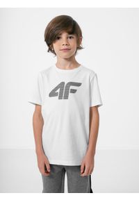 4f - T-shirt chłopięcy (122-164). Kolor: biały. Materiał: bawełna, materiał #1