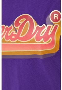 Superdry t-shirt bawełniany kolor fioletowy. Okazja: na co dzień. Kolor: fioletowy. Materiał: bawełna. Wzór: nadruk. Styl: casual #3