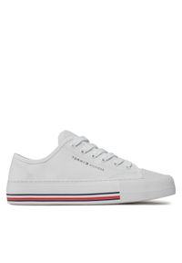 TOMMY HILFIGER - Tommy Hilfiger Trampki Low Cut Lace-Up Sneaker T3A9-33185-1687 S Biały. Kolor: biały. Materiał: materiał