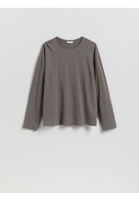 Reserved - Bawełniany longsleeve - ciemnozielony. Kolor: zielony. Materiał: bawełna. Długość rękawa: długi rękaw #1