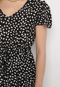 Born2be - Czarna Sukienka z Bawełną i Geometrycznym Wzorem Lunavella. Okazja: na co dzień, na spacer. Kolor: czarny. Materiał: bawełna. Wzór: geometria. Sezon: lato. Typ sukienki: proste. Styl: casual, elegancki #6