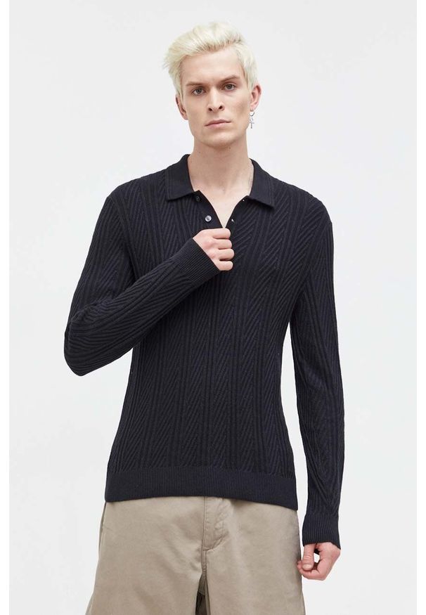 Abercrombie & Fitch sweter męski kolor czarny lekki. Kolor: czarny. Materiał: dzianina. Długość: krótkie. Wzór: gładki