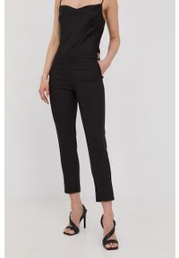 Morgan spodnie damskie kolor czarny dopasowane medium waist. Kolor: czarny