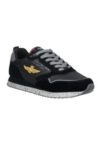 Aeronautica Militare - AERONAUTICA MILITARE Czarne sneakersy męskie, Rozmiar 41. Okazja: na co dzień. Kolor: czarny. Materiał: materiał #2