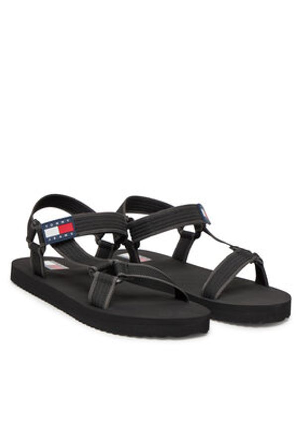 Tommy Jeans Sandały Tjm Casual Sandal EM0EM01563 Czarny. Okazja: na co dzień. Kolor: czarny. Materiał: materiał. Styl: casual