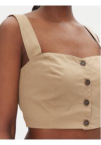 ACCESS FASHION Top 53-2216-502 Beżowy Slim Fit. Kolor: beżowy. Materiał: bawełna #3