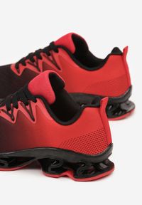 Born2be - Czarno-Czerwone Buty Sportowe pod Kostkę Sznurowane na Tłoczonej Podeszwie Vikieras. Kolor: czarny
