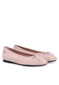 TOMMY HILFIGER - Tommy Hilfiger Baleriny Th Monogram Suede Ballerinas FW0FW09357 Różowy. Kolor: różowy. Materiał: skóra #4